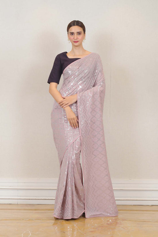 Saree in Peach color at online Simaaya