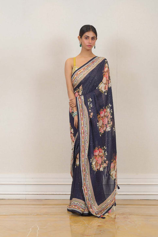 Saree in Blue color at online Simaaya