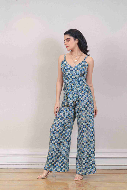 Designer Teal color jumpsuit