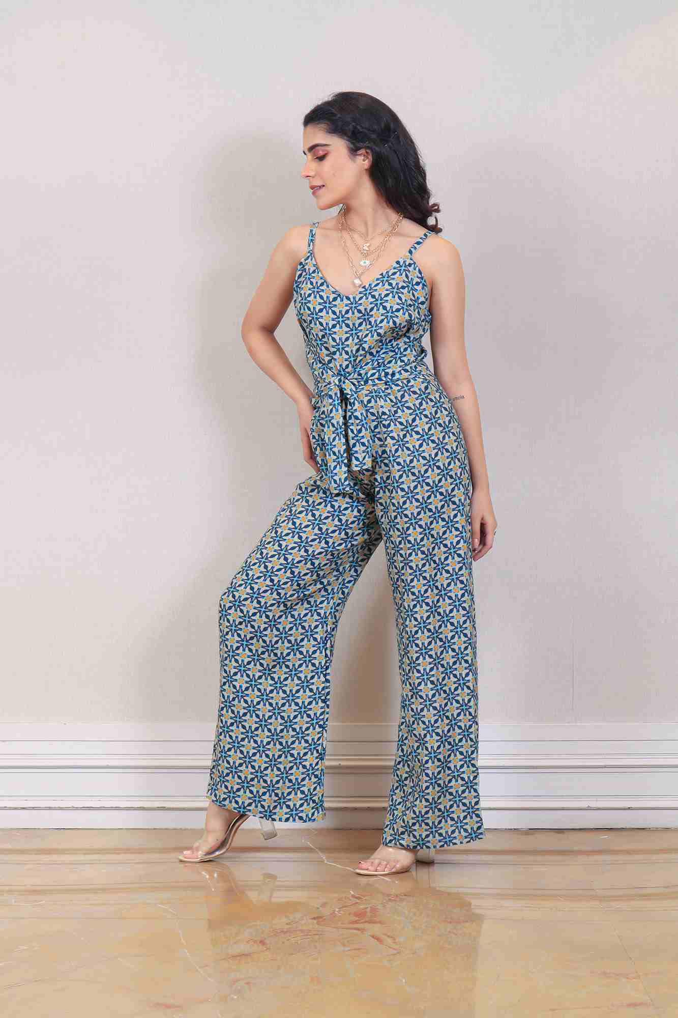 Designer Teal color jumpsuit