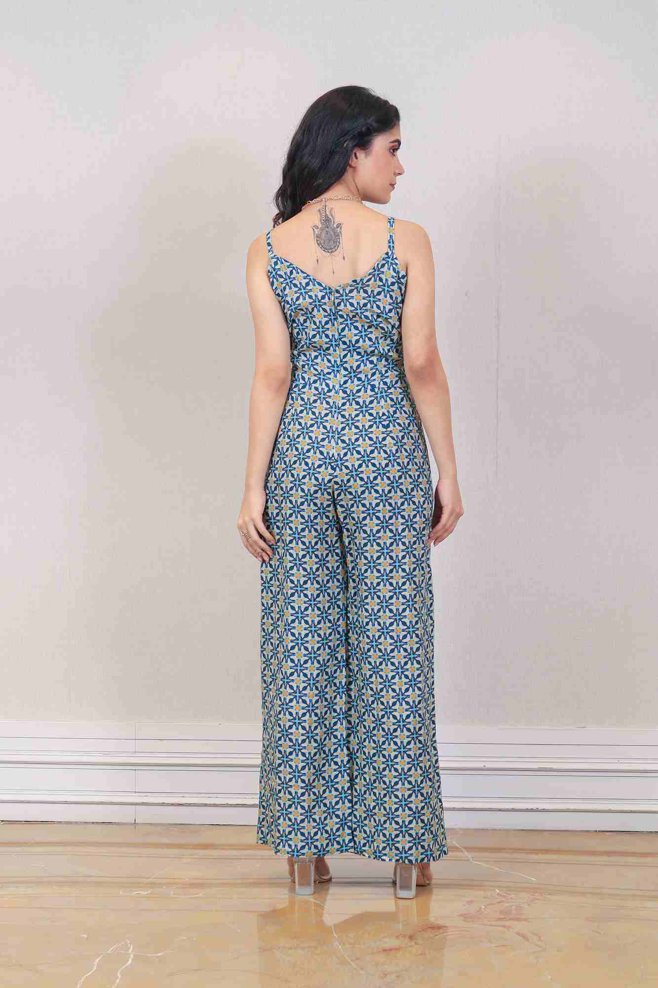 Designer Teal color jumpsuit