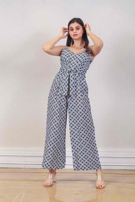 Designer White & Blue color jumpsuit