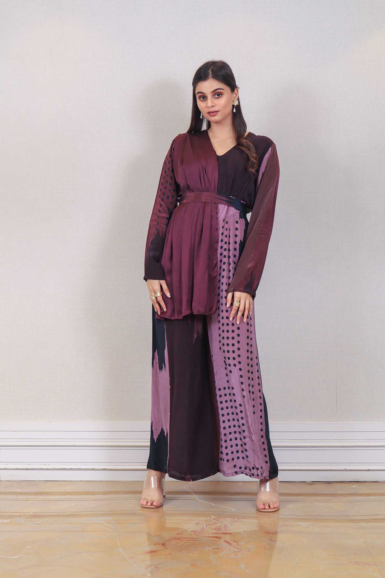 Designer Wine color Jumpsuit