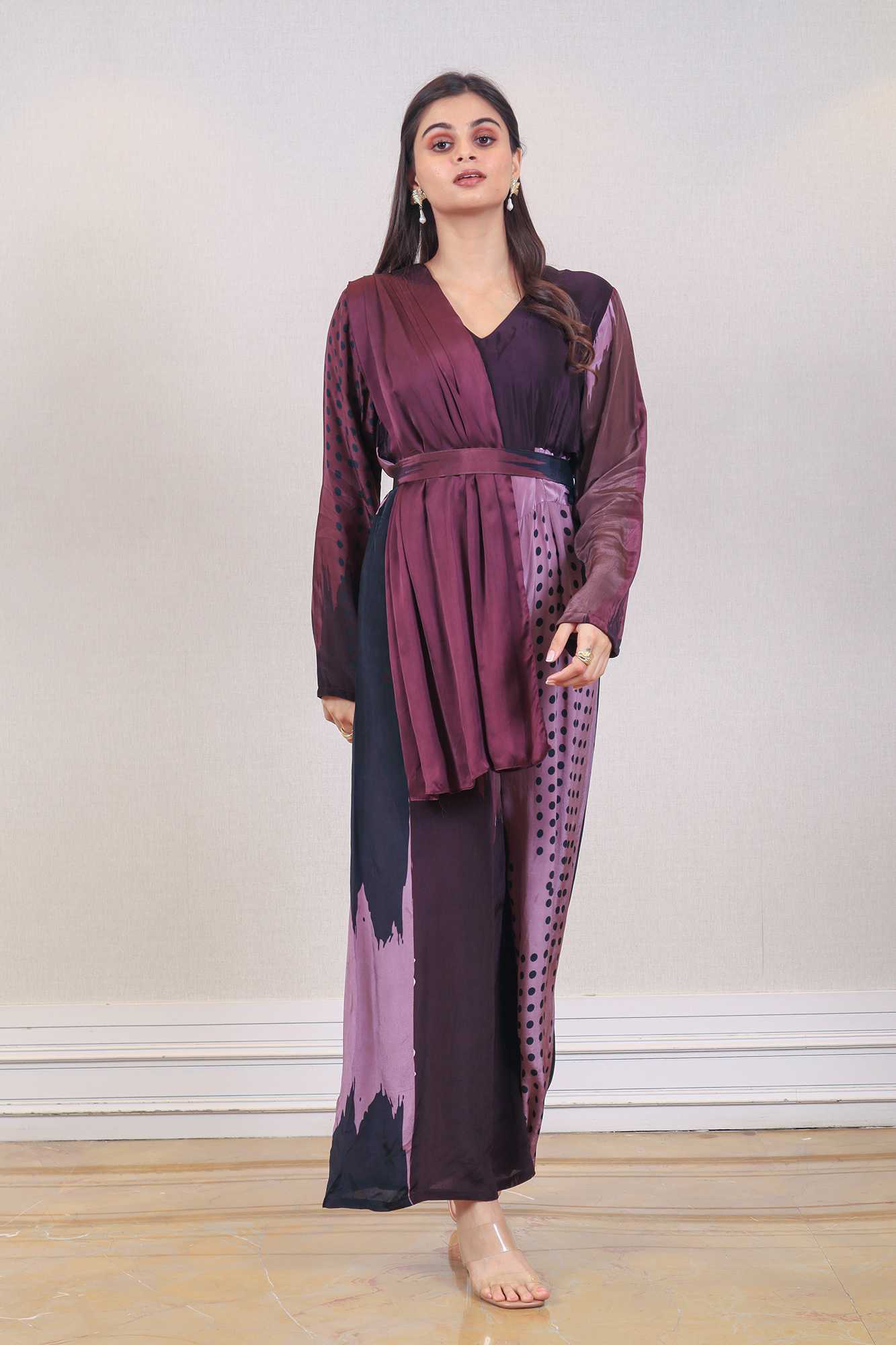 Designer Wine color Jumpsuit