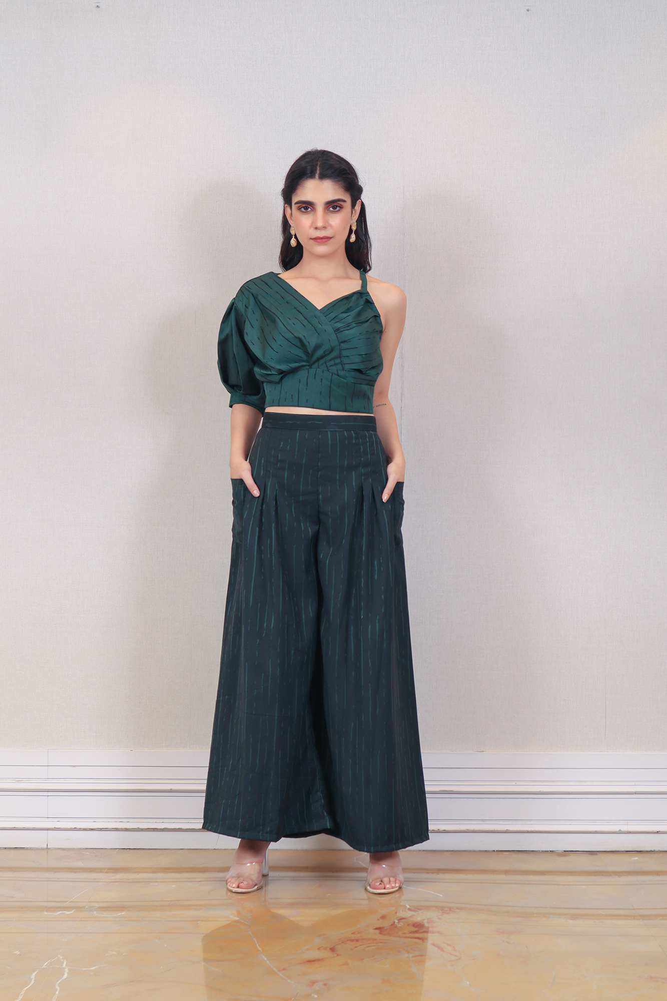 Designer Bottel Green color jumpsuit