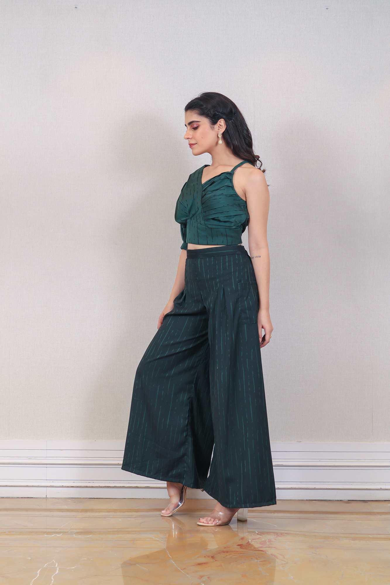 Designer Bottel Green color jumpsuit