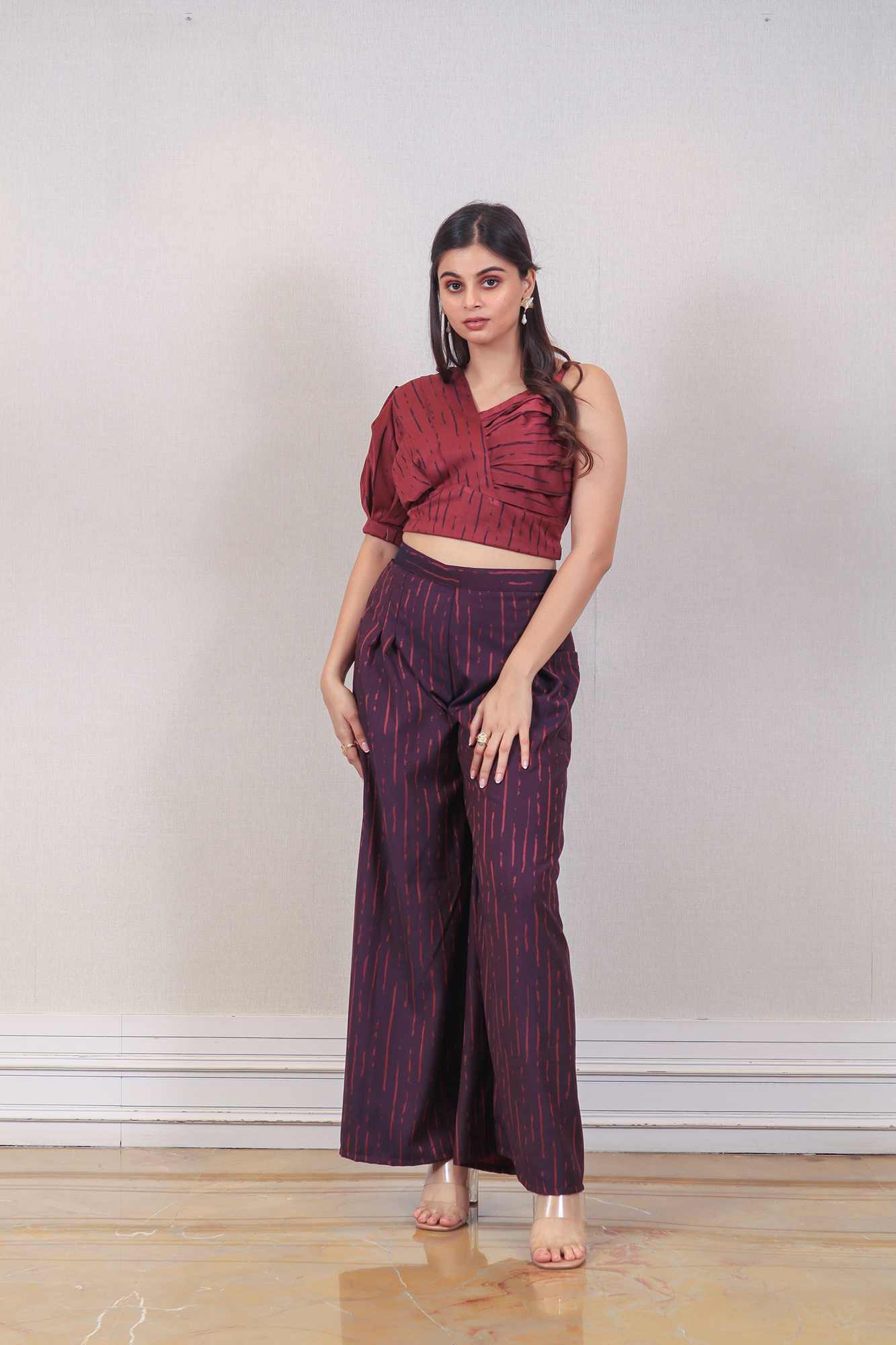 Designer Purple and Maroon color jumpsuit