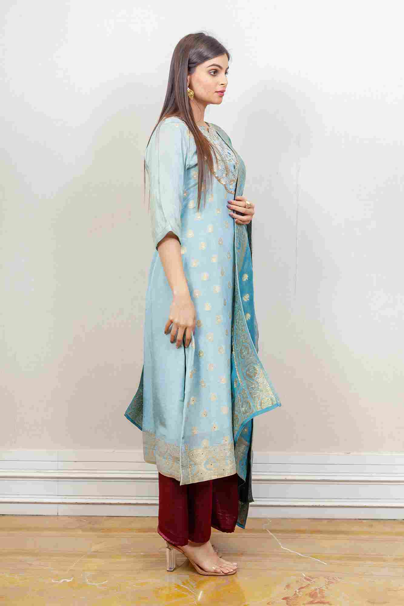 Casual Salwar suit in Blue colour at online Sayisha Simaaya